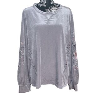 KATE & SAM Ribbed Velvet Embroidered Sweater